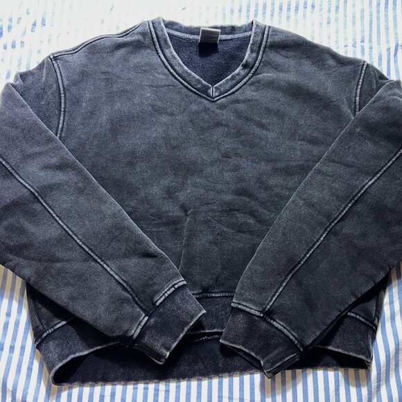 UNBRANDED Tops - CHARCOAL DARK GREY/BLACK DISTRESSED SWEATSHIRT MEDIUM